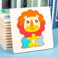Puzzle en bois Montessori pour enfants, Freins d'animaux, Jouets éducatifs d'apprentissage colorés, Tangram Jigzaw Leone, Nitive Wood, Cadeau pour enfants 1